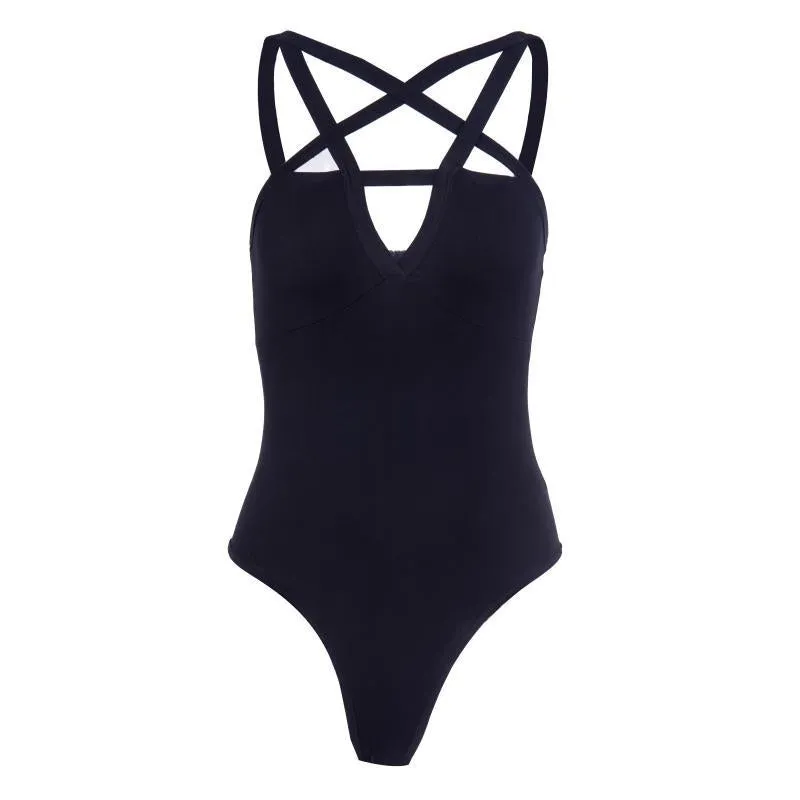 "BLACK PENTAGRAM BOTTOMING" BODYSUIT D051209