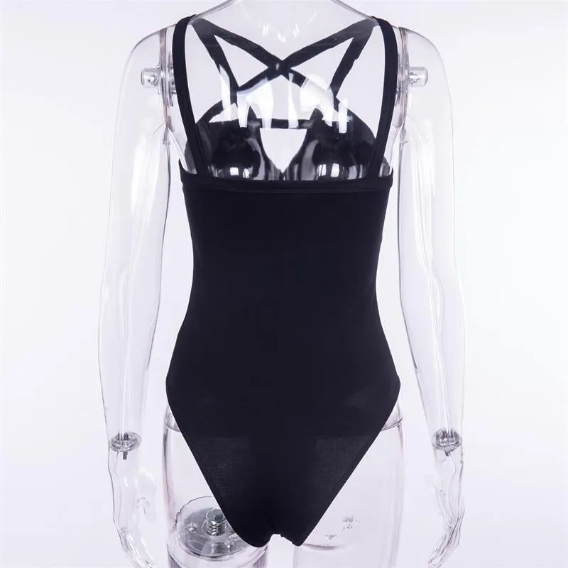 "BLACK PENTAGRAM BOTTOMING" BODYSUIT D051209