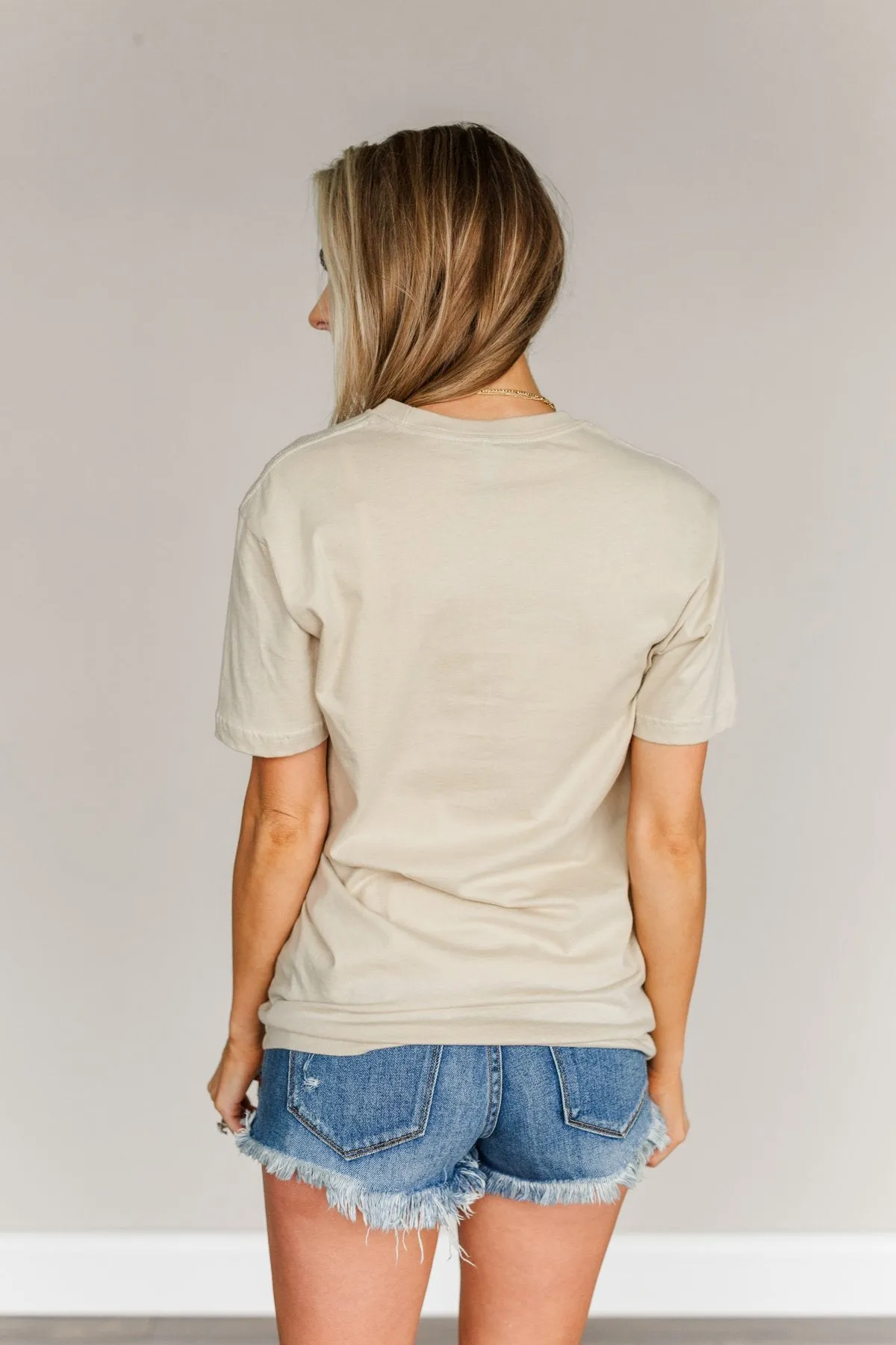 "No Talkie Til Coffee" Graphic Tee- Beige