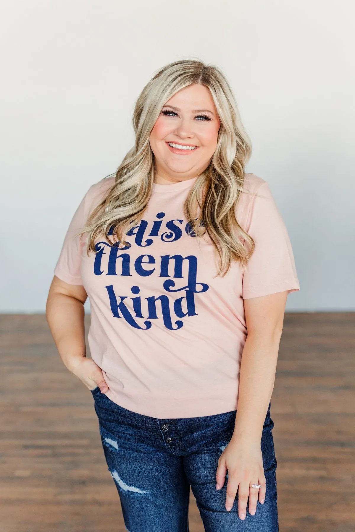"Raise Them Kind" Graphic Tee- Peach