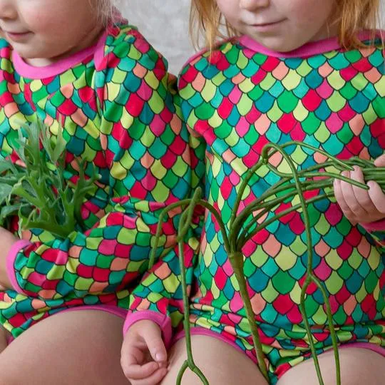 Rainbow Scales - Pink Cosmos | Onesie body suit (age 2-3)