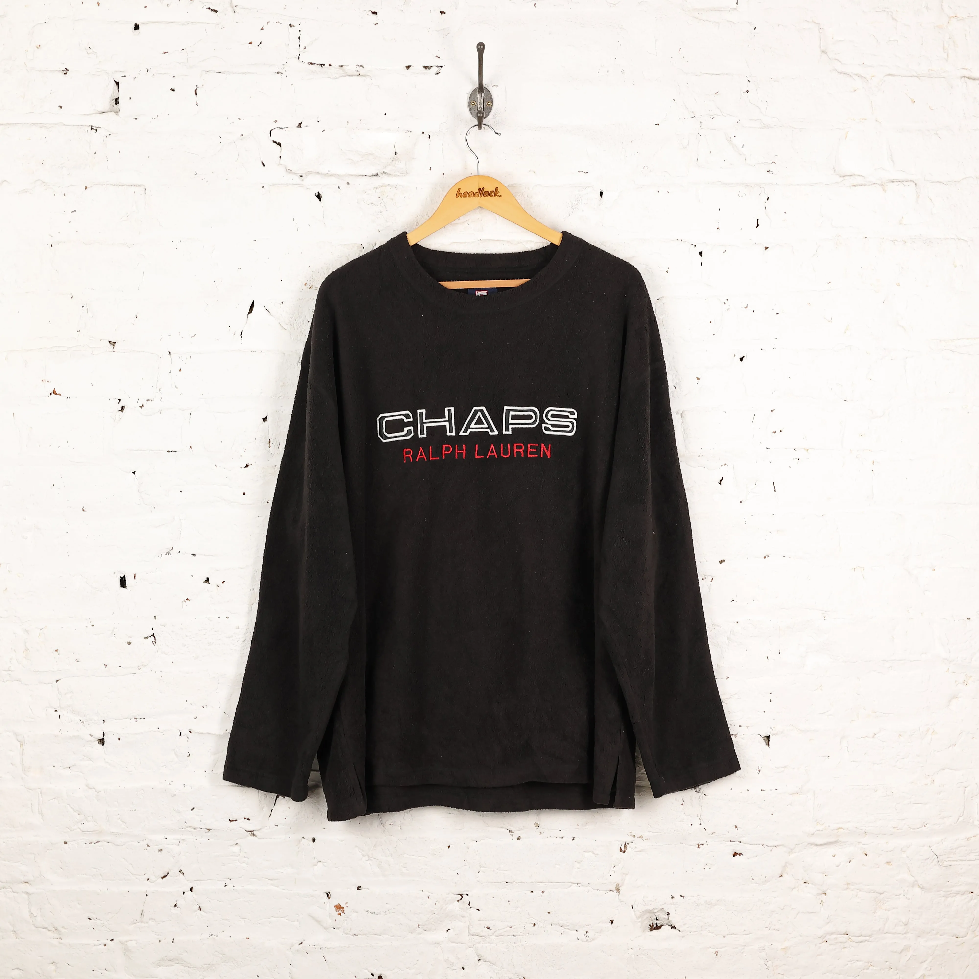 Ralph Lauren Chaps 90s Fleece Sweatshirt - Black - L
