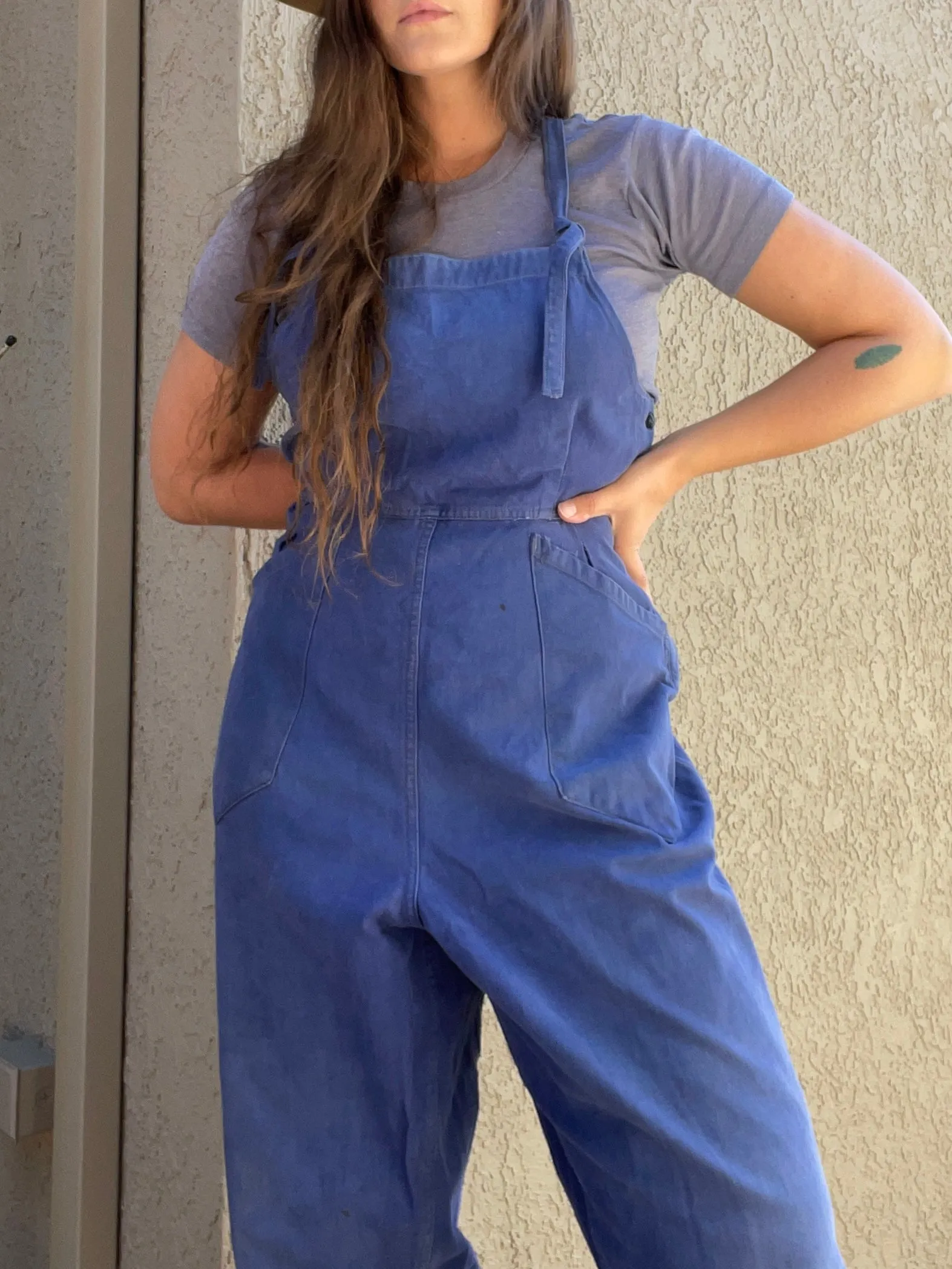 Rare 1940s French Double Side Button Ladies Overalls