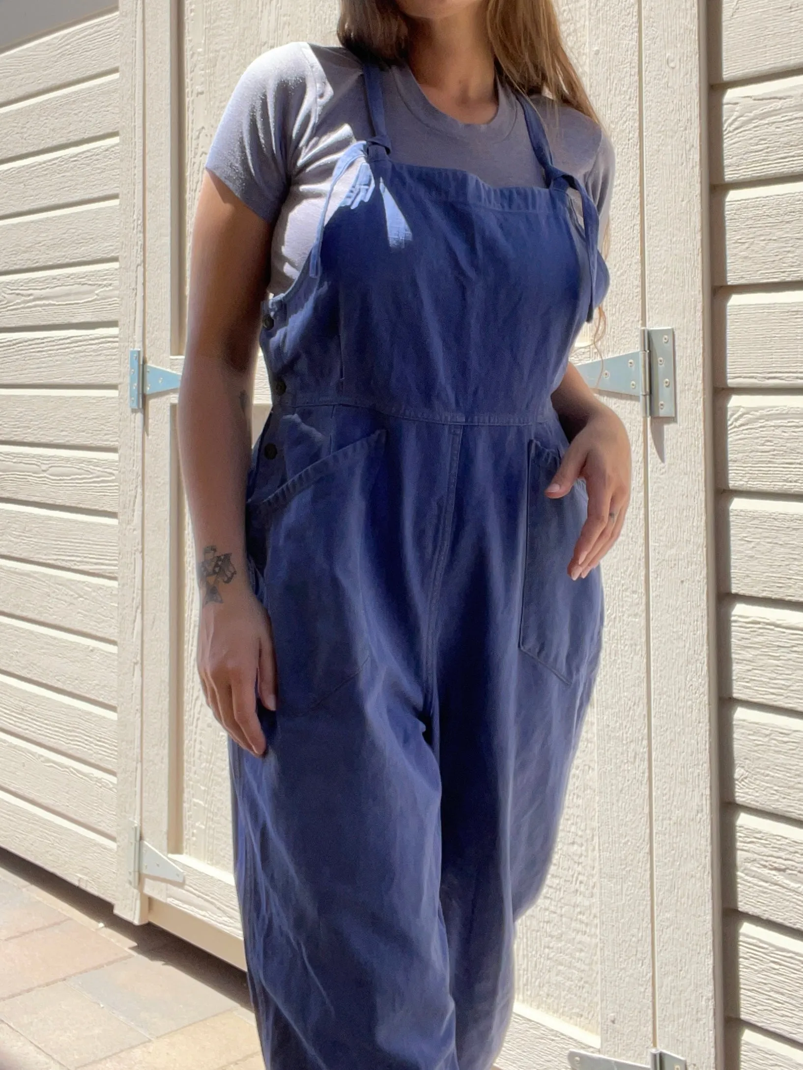 Rare 1940s French Double Side Button Ladies Overalls