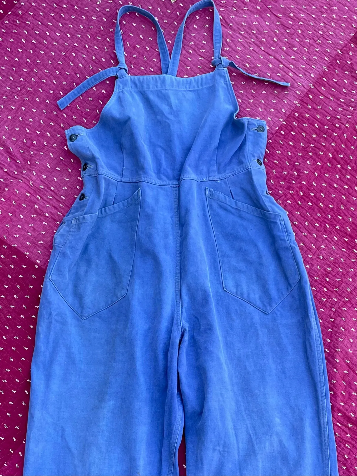 Rare 1940s French Double Side Button Ladies Overalls