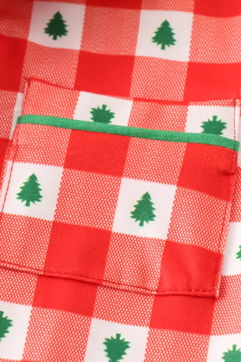 Red Christmas Tree Gingham Boy Pajamas Set