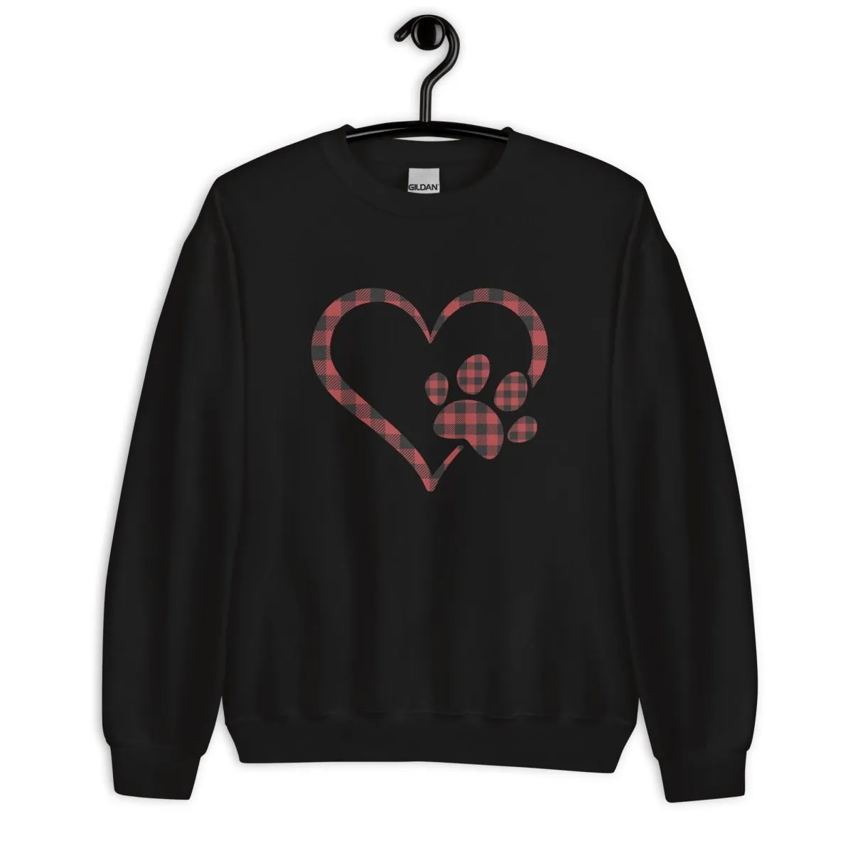Red Plaid Heart and Paw Sweatshirt