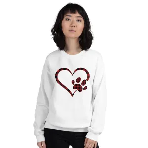 Red Plaid Heart and Paw Sweatshirt