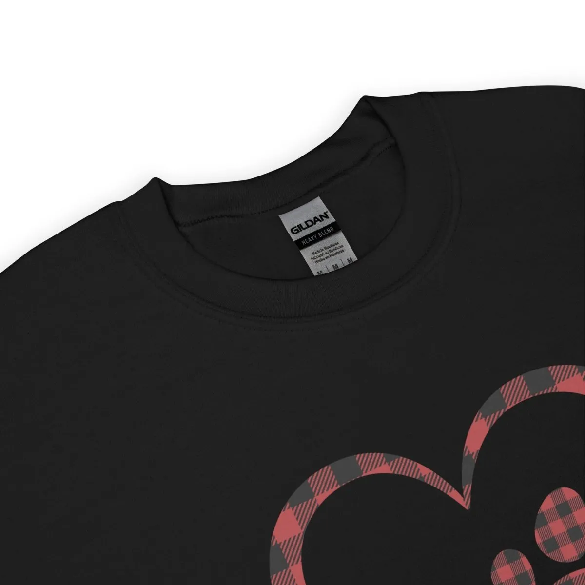Red Plaid Heart and Paw Sweatshirt