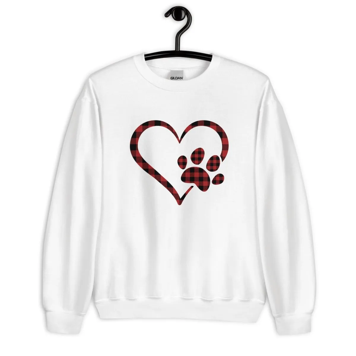 Red Plaid Heart and Paw Sweatshirt