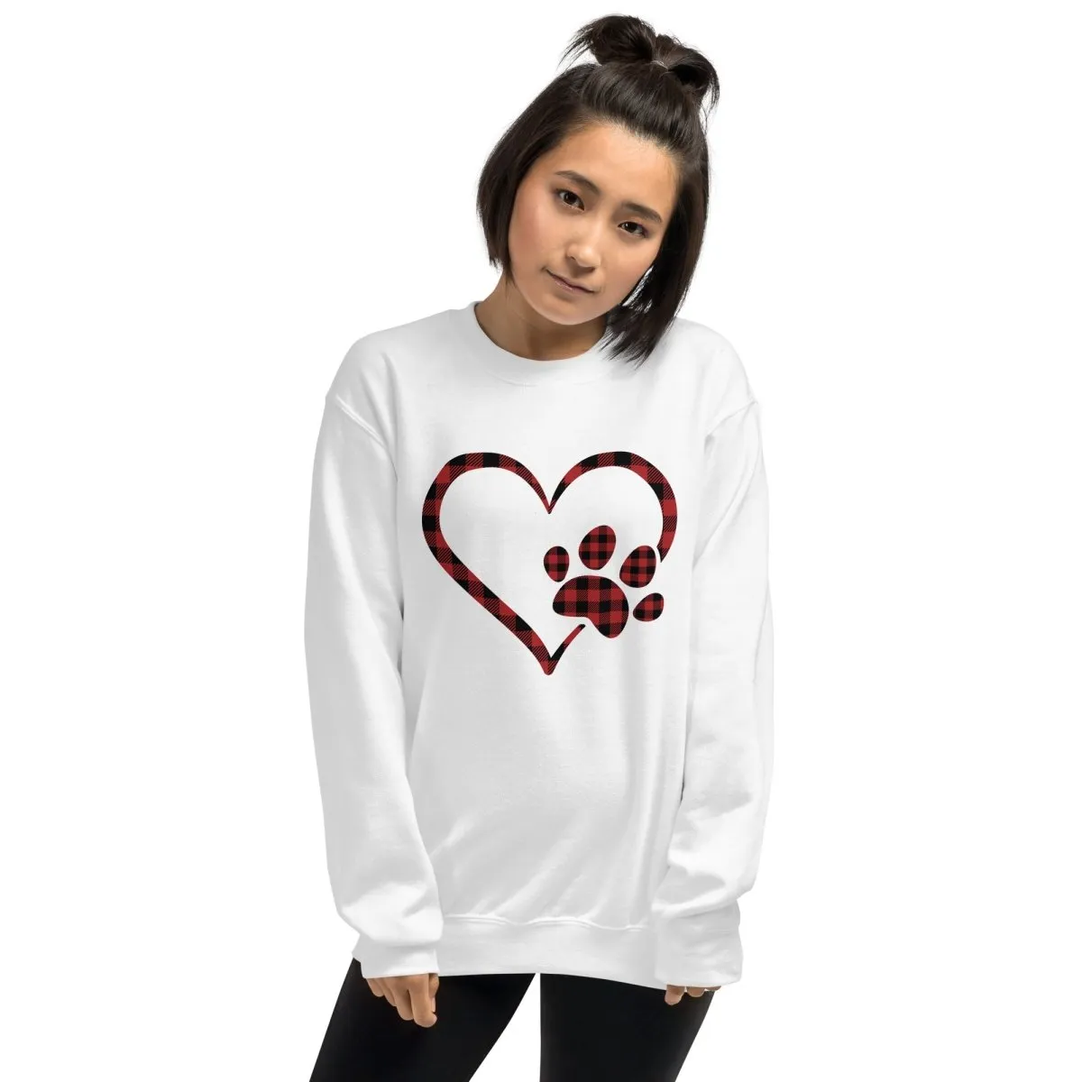 Red Plaid Heart and Paw Sweatshirt
