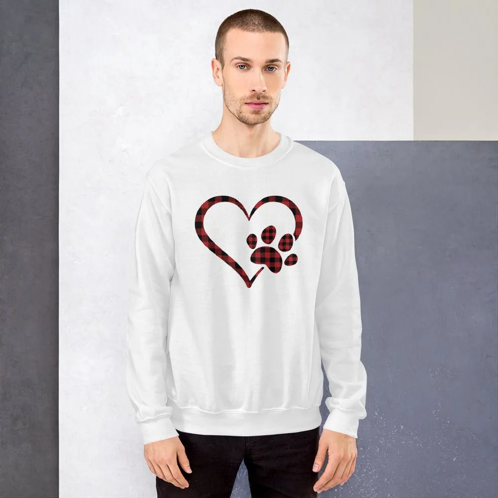 Red Plaid Heart and Paw Sweatshirt
