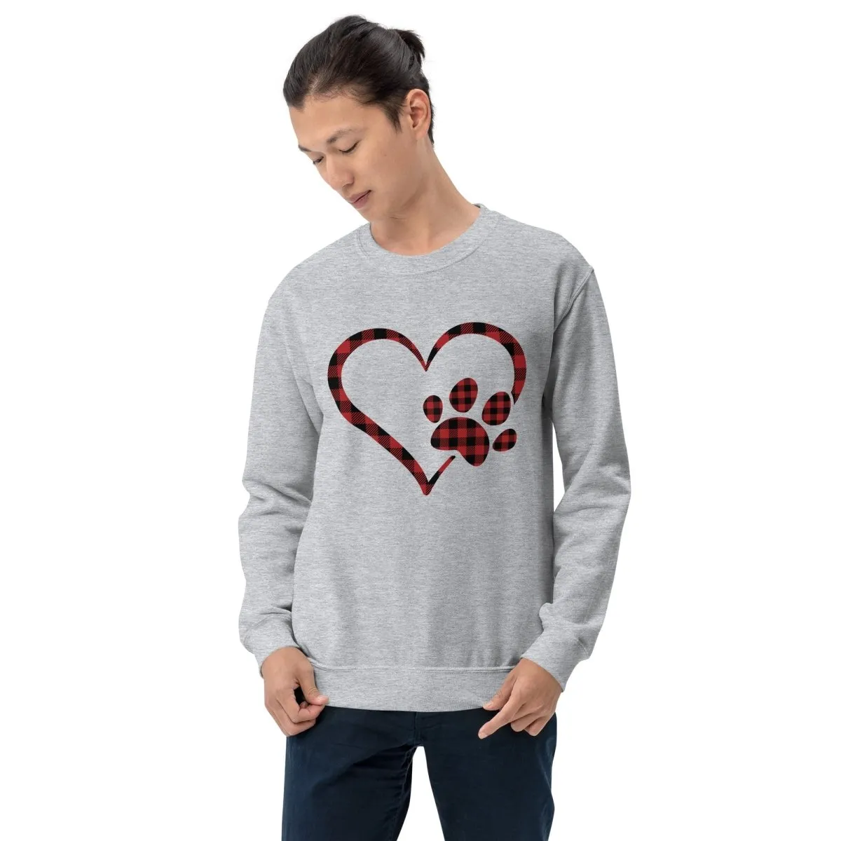 Red Plaid Heart and Paw Sweatshirt
