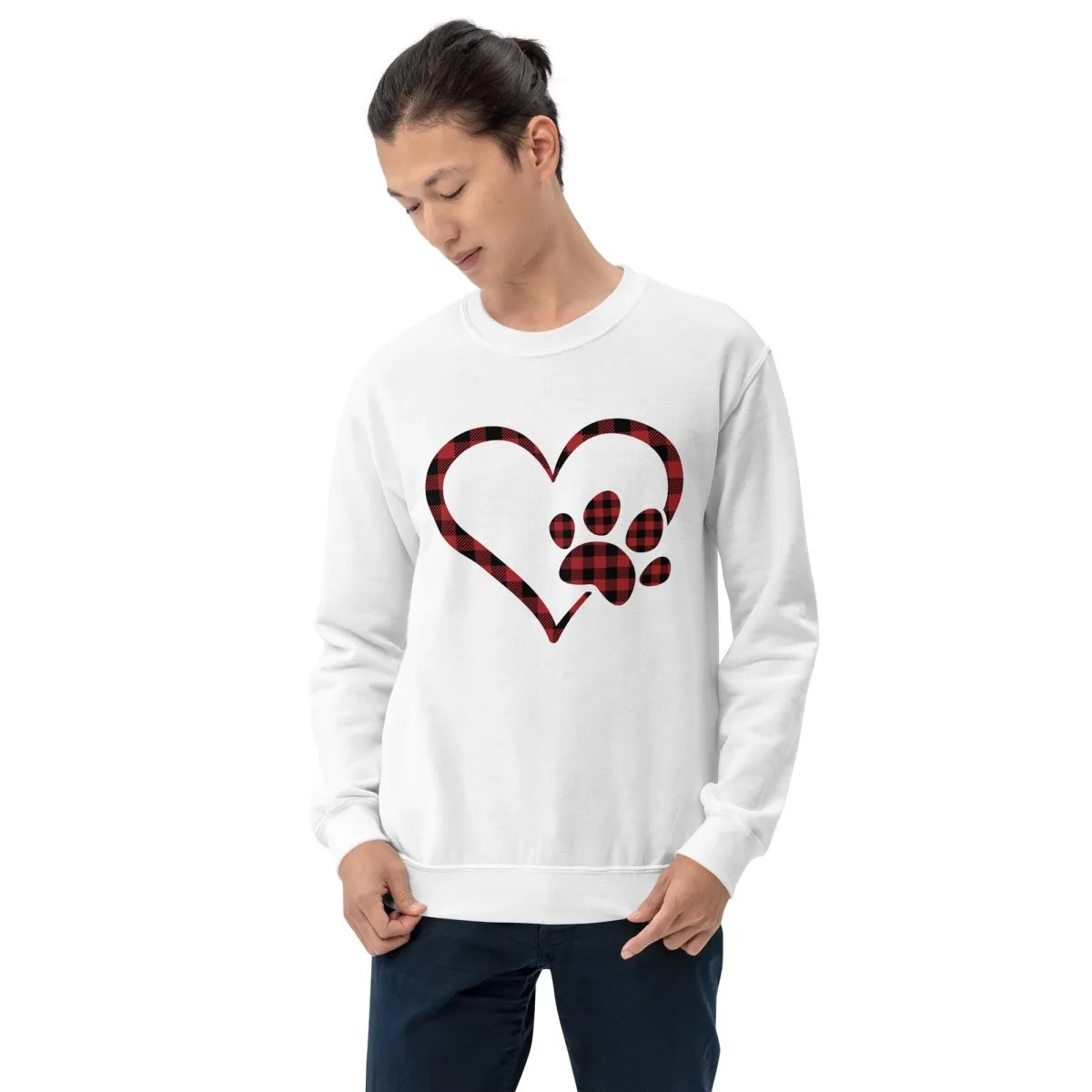 Red Plaid Heart and Paw Sweatshirt
