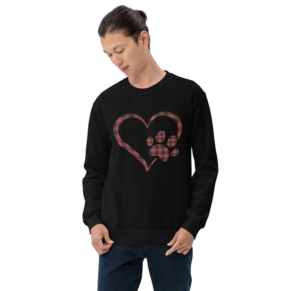 Red Plaid Heart and Paw Sweatshirt