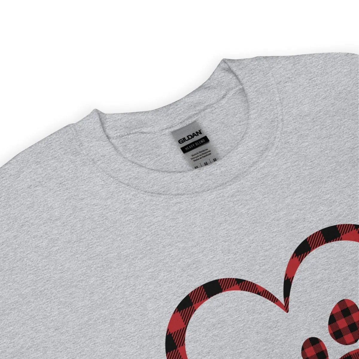 Red Plaid Heart and Paw Sweatshirt