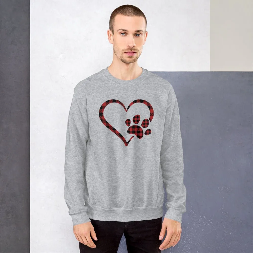 Red Plaid Heart and Paw Sweatshirt