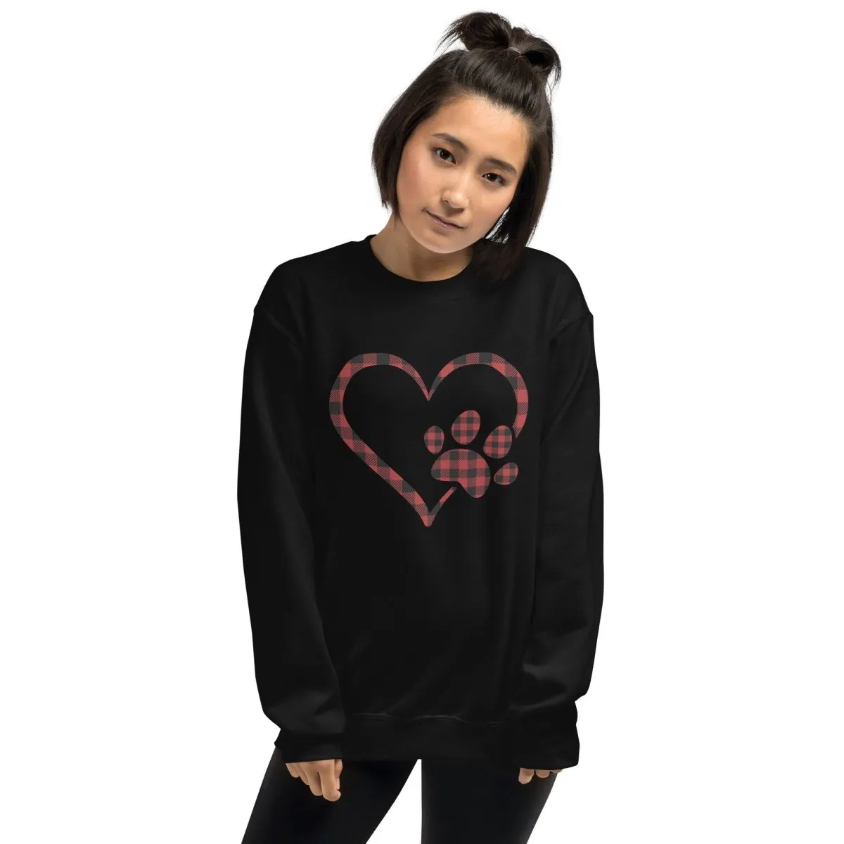 Red Plaid Heart and Paw Sweatshirt