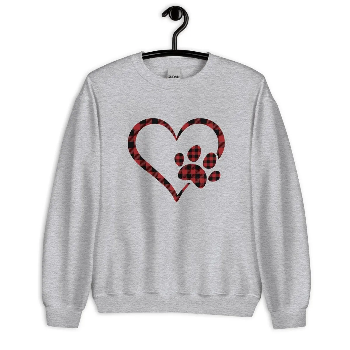 Red Plaid Heart and Paw Sweatshirt