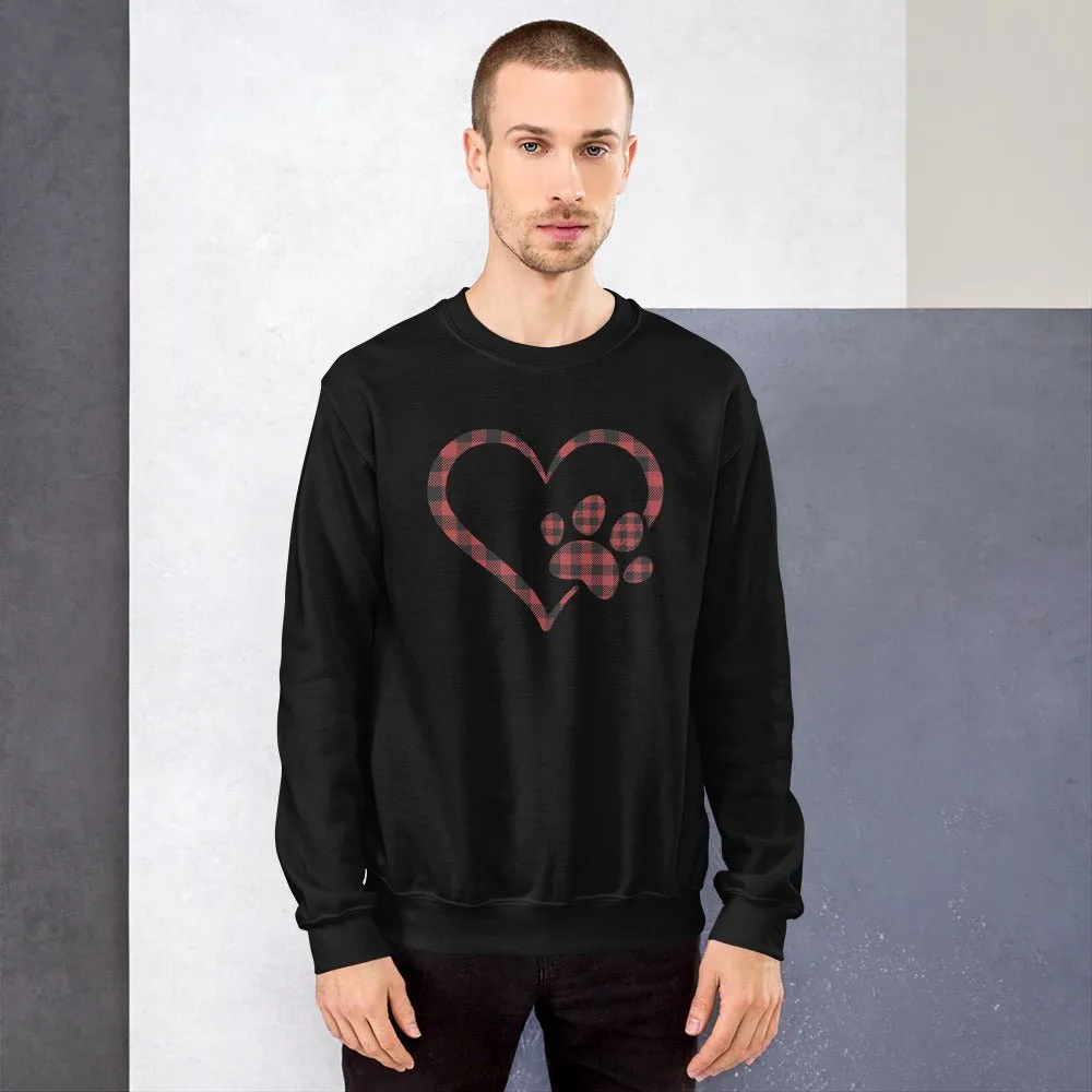Red Plaid Heart and Paw Sweatshirt