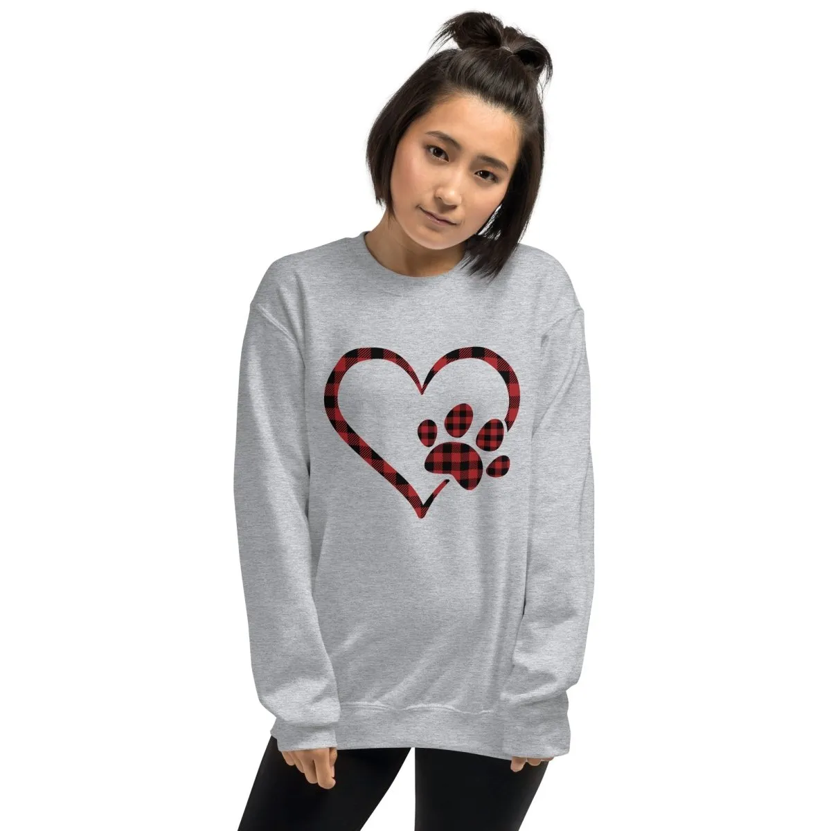 Red Plaid Heart and Paw Sweatshirt