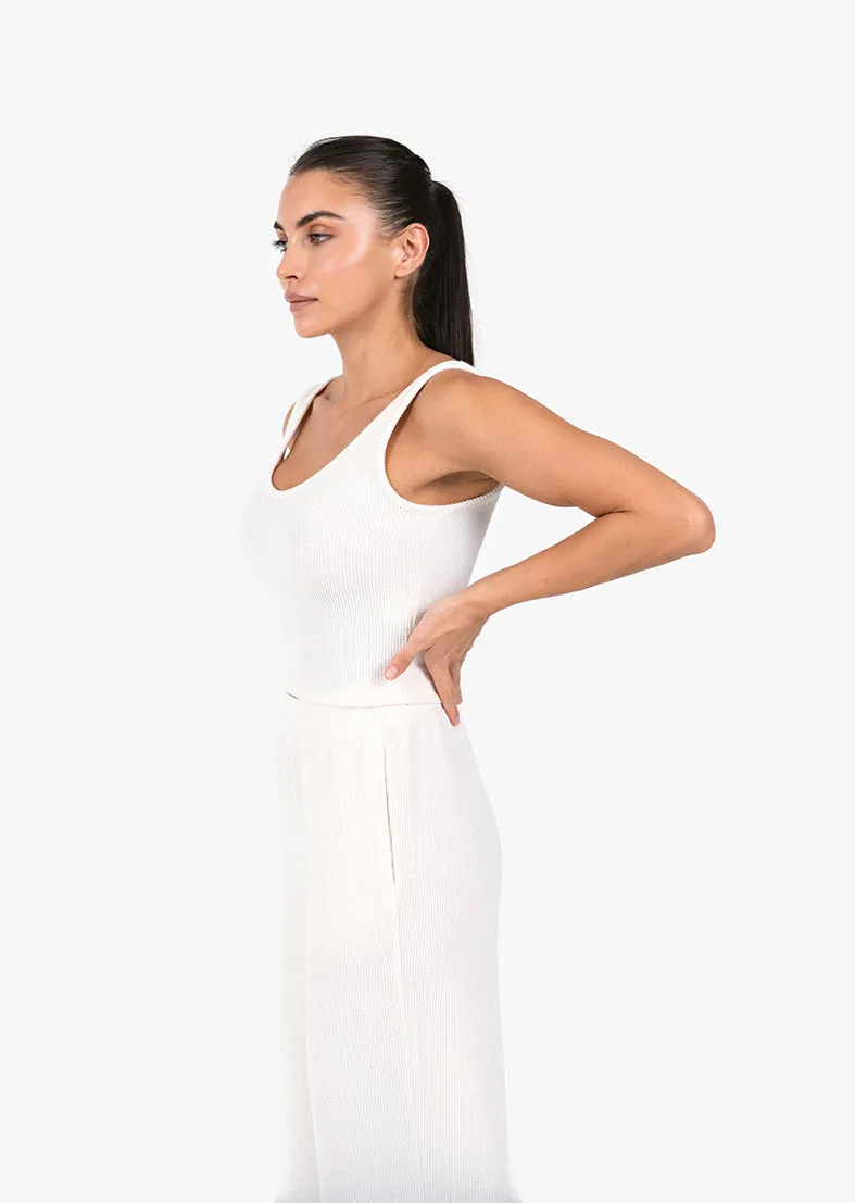 Rib Knit Lounge Cropped Tank Oatmeal FINAL SALE