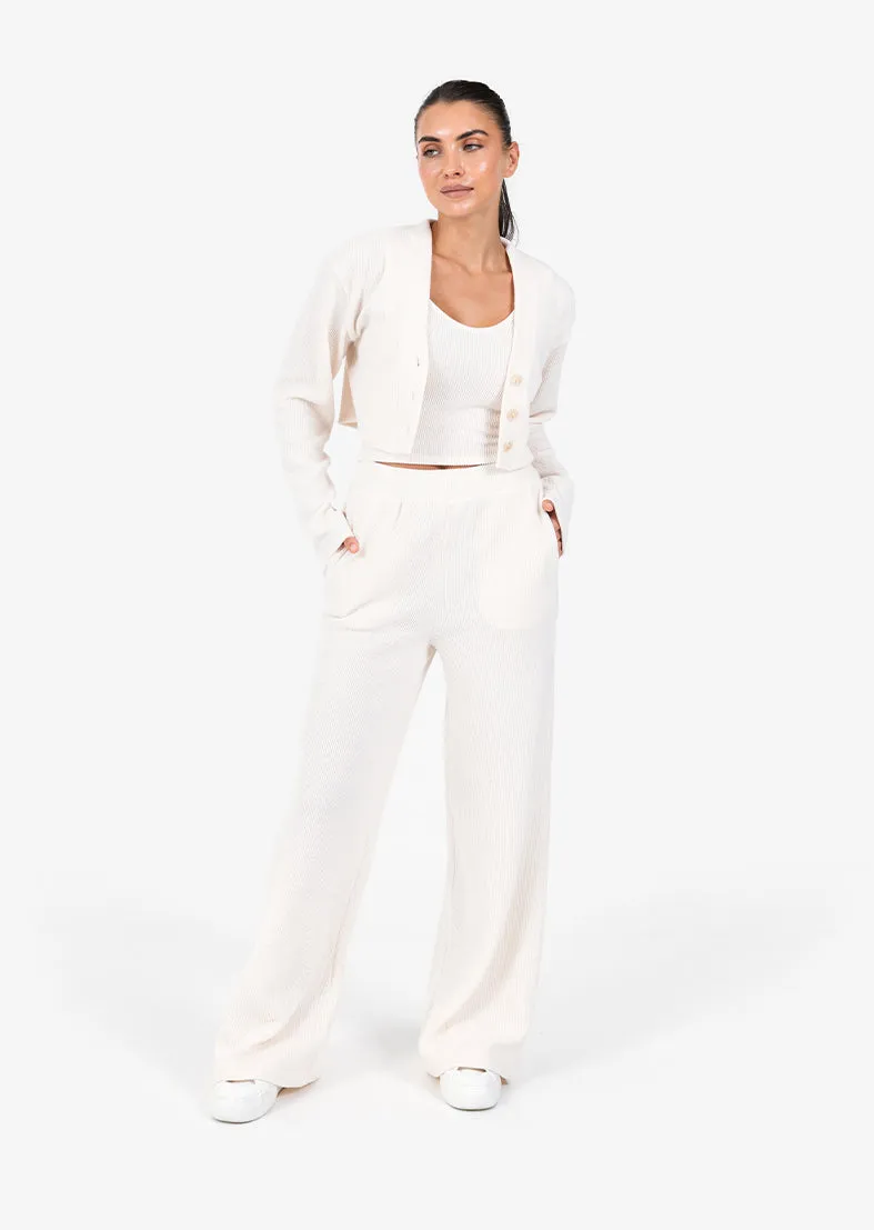 Rib Knit Lounge Cropped Tank Oatmeal FINAL SALE