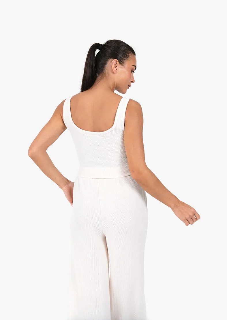 Rib Knit Lounge Cropped Tank Oatmeal FINAL SALE