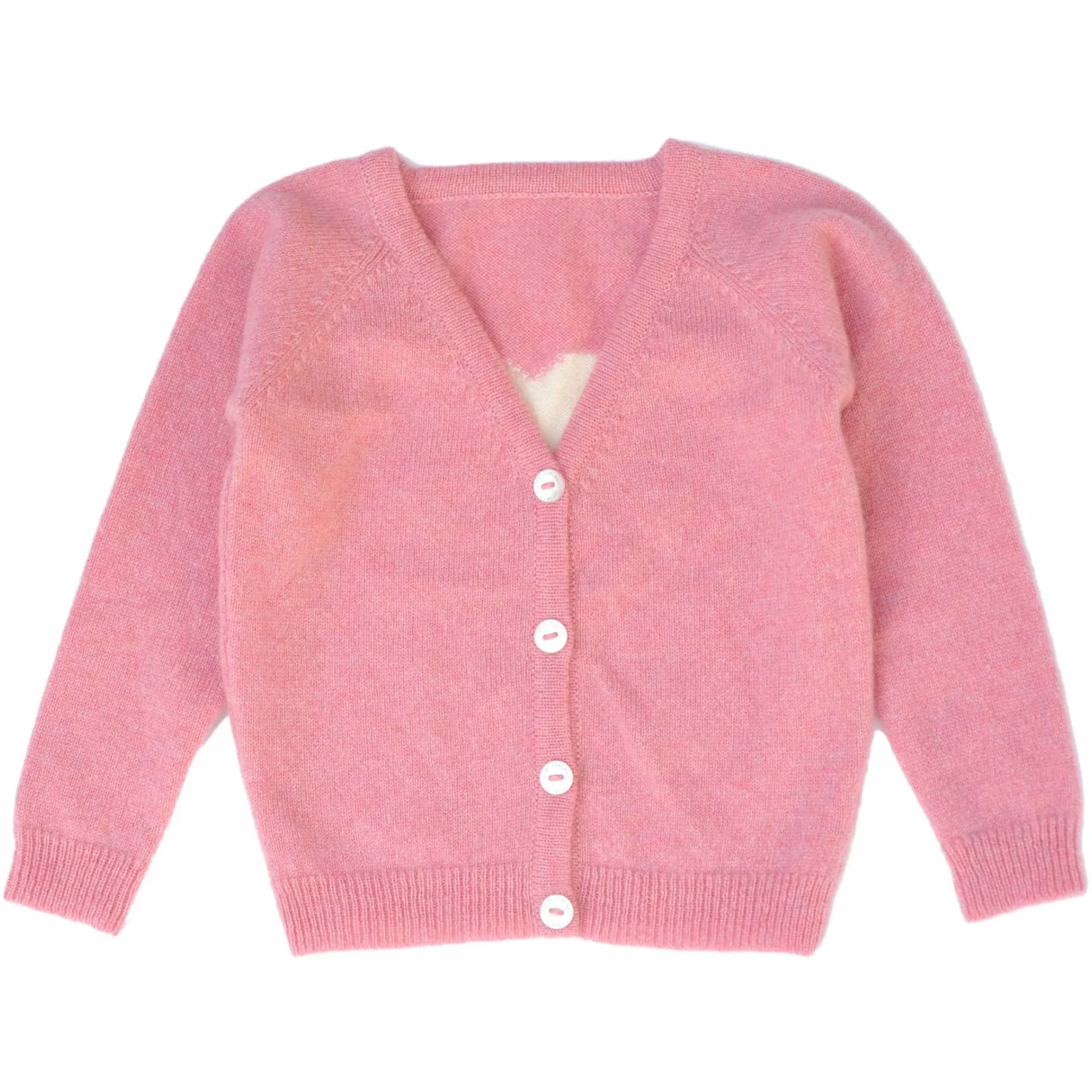 Rose Cashmere Cardigan with Heart