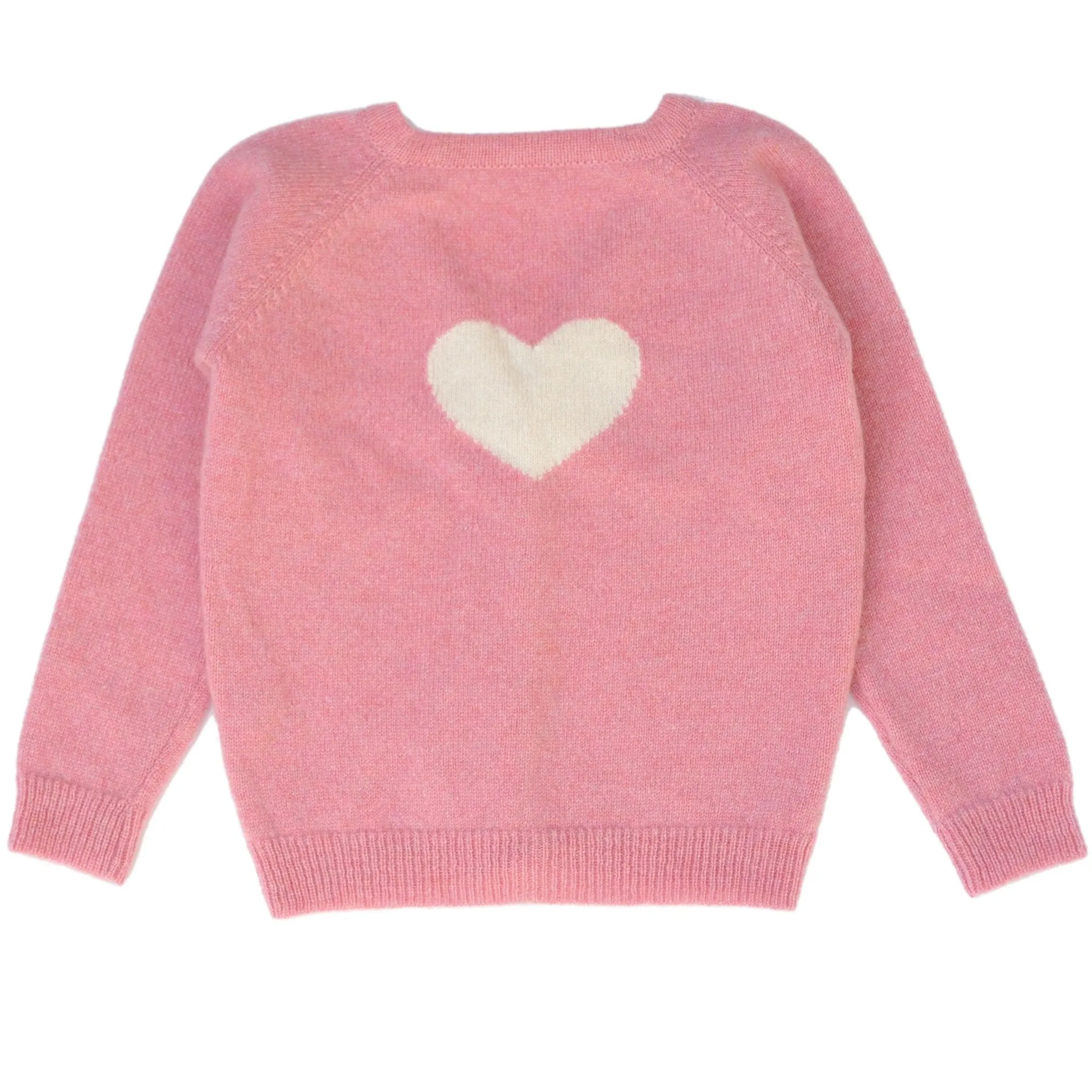 Rose Cashmere Cardigan with Heart