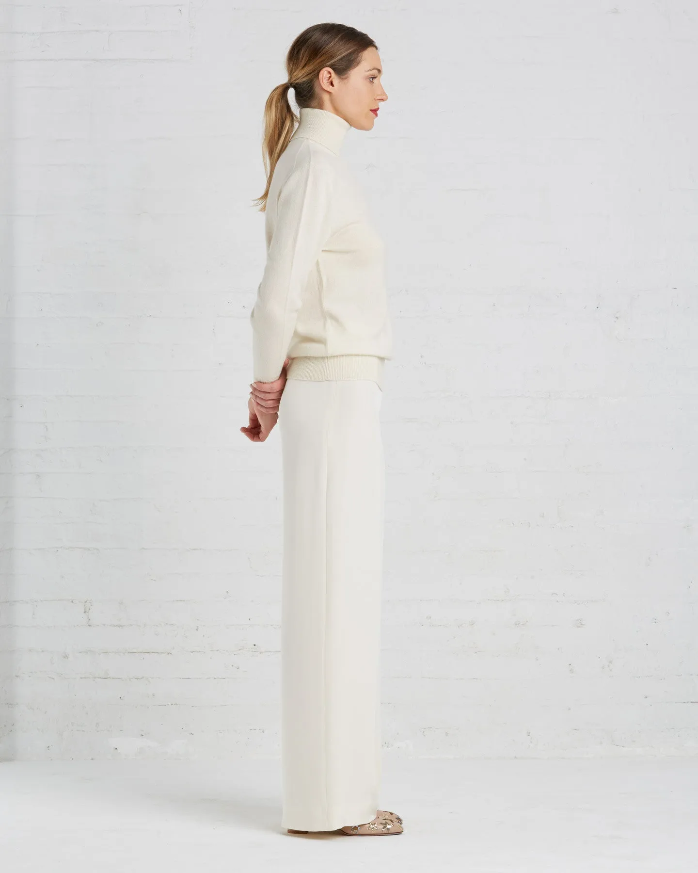 Ryan Roche Wide-leg Silk Trousers | Ivory