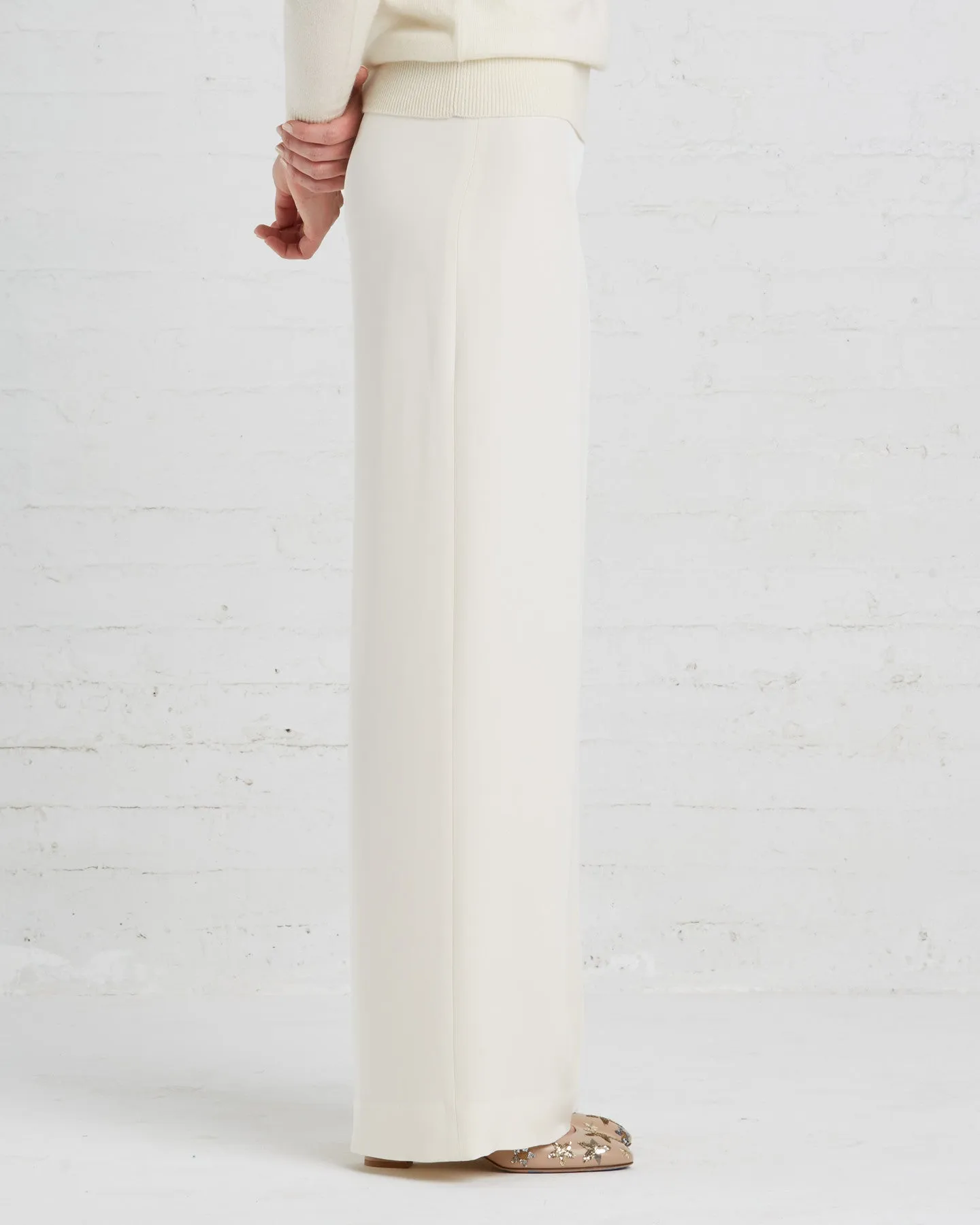 Ryan Roche Wide-leg Silk Trousers | Ivory