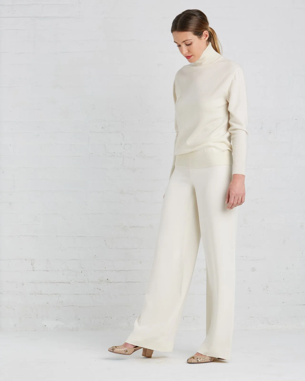 Ryan Roche Wide-leg Silk Trousers | Ivory