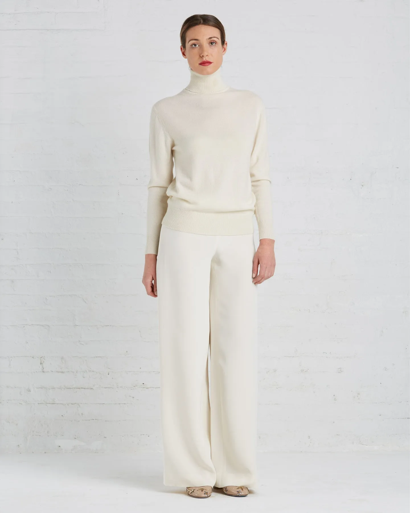 Ryan Roche Wide-leg Silk Trousers | Ivory