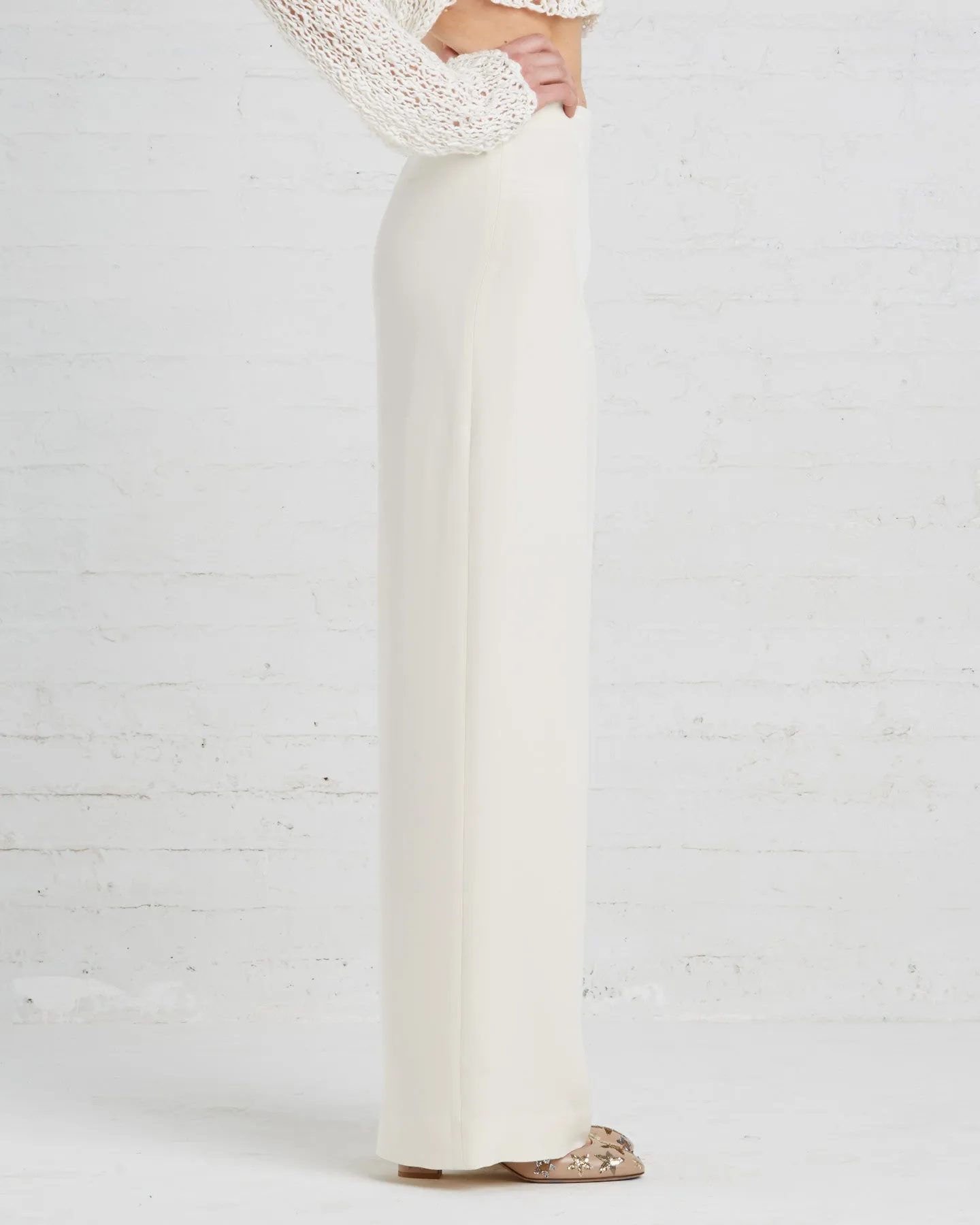 Ryan Roche Wide-leg Silk Trousers | Ivory