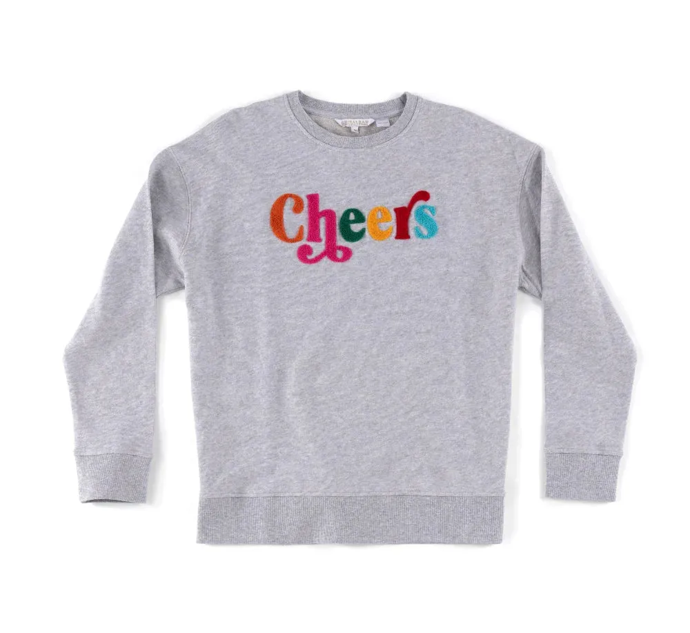 SHIRALEAH "CHEERS" SWEATSHIRT IN GREY