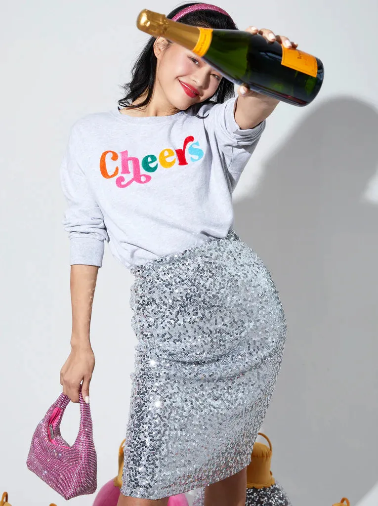 SHIRALEAH "CHEERS" SWEATSHIRT IN GREY