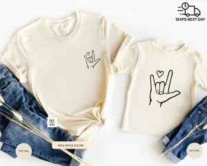 Sign Language - I love you. Mom & Baby matching outfits, Mommy and Me Shirts, Mother's Day Gift, New Mom Shirt, Mom's birthday gift