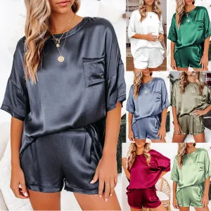 Silk Pajamas Home Service Short-Sleeved Shorts Suit