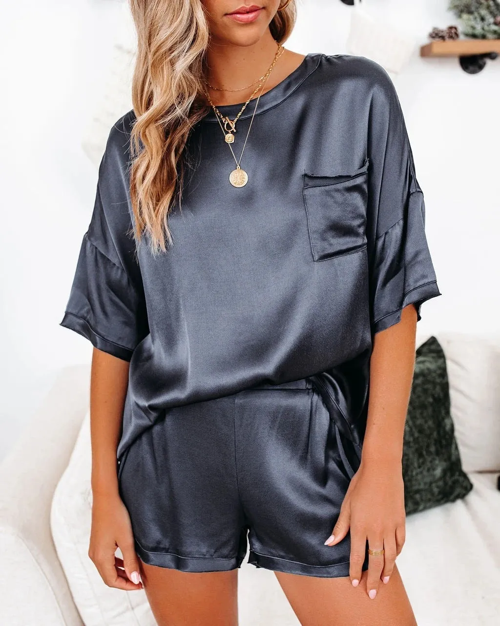 Silk Pajamas Home Service Short-Sleeved Shorts Suit