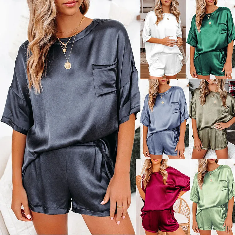 Silk Pajamas Home Service Short-Sleeved Shorts Suit