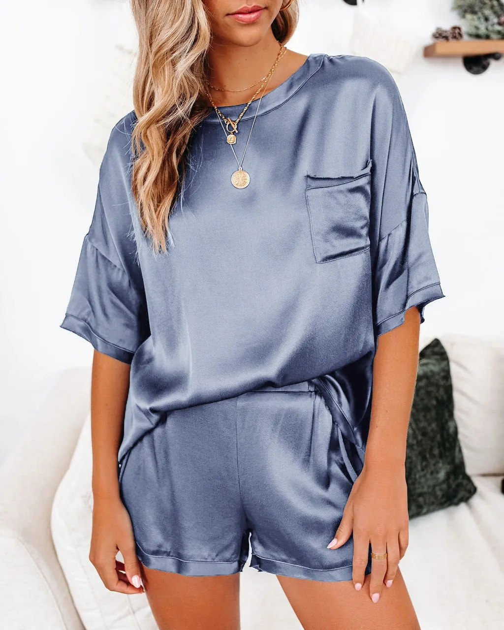 Silk Pajamas Home Service Short-Sleeved Shorts Suit