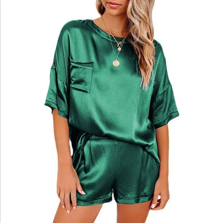 Silk Pajamas Home Service Short-Sleeved Shorts Suit