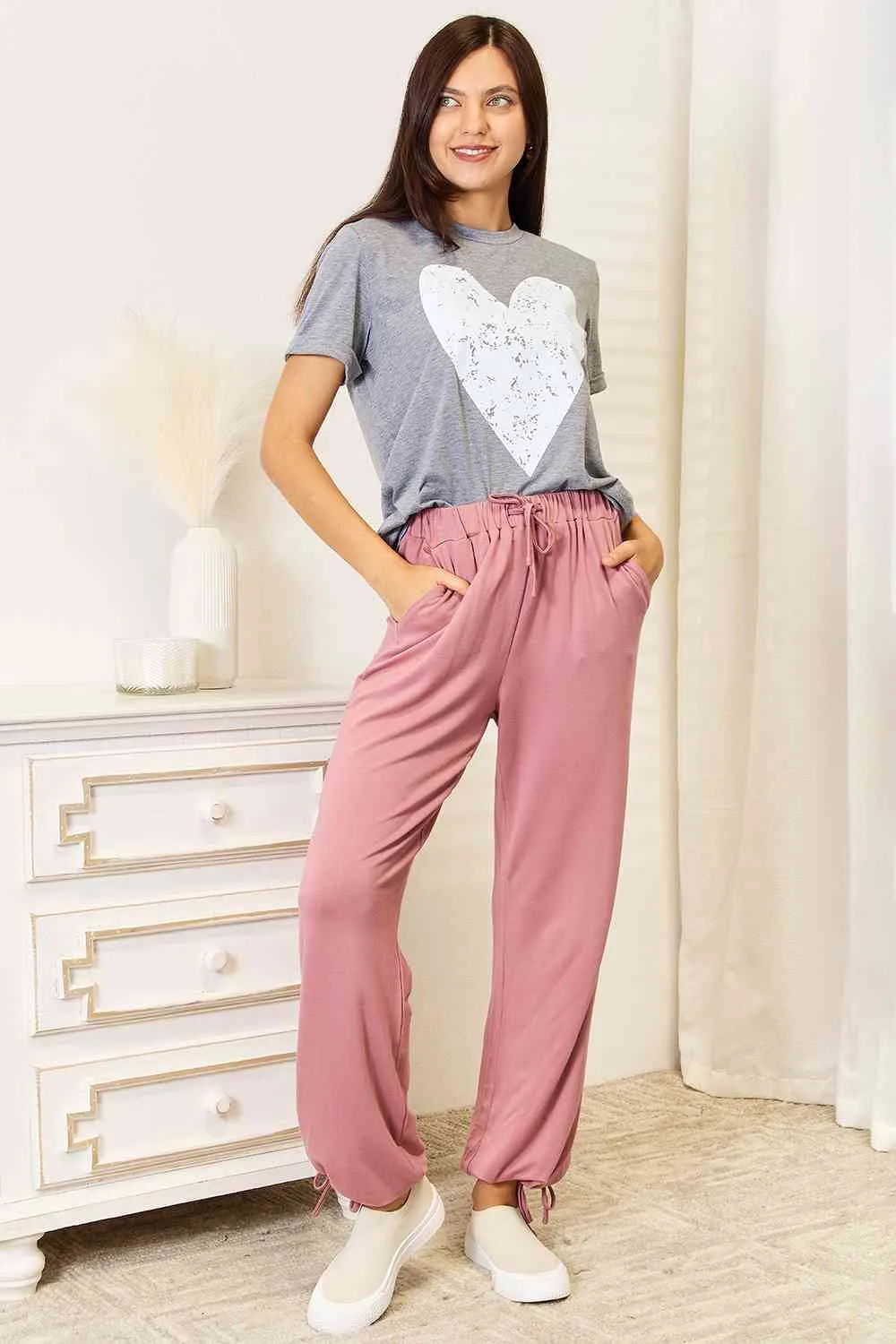 Simply Love Heart Graphic Cuffed Short Sleeve T-Shirt