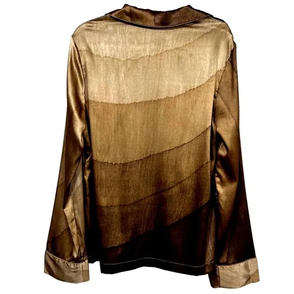 SKIMS Silk Pajama Top Button Front Nude Print Womens  XXS