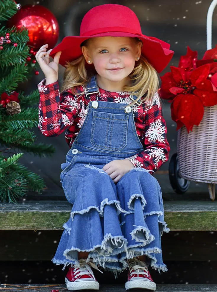 Snowflakes and Squares Flared Overall Set