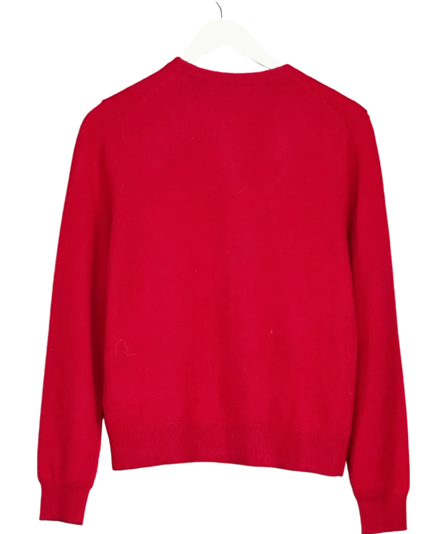 Soft Goat Lipstick Red 100% Cashmere Fine-knit Buttoned Cardigan UK S