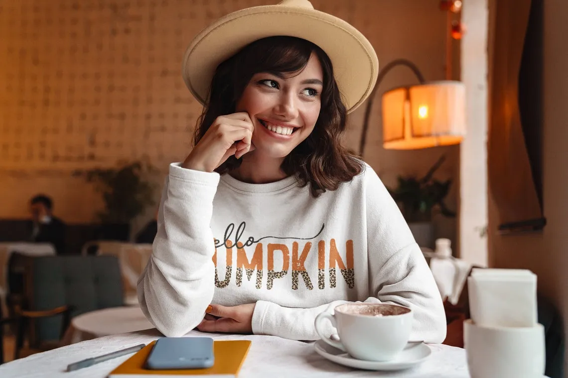 Super Soft Hello Pumpkin Fall Sweatshirts/ Unisex sized Sweatshirts/ DTG printed Quality Soft Sweatshirts