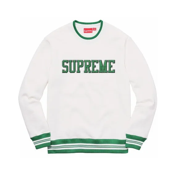 Supreme White Felt Shadow Crewneck