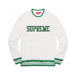 Supreme White Felt Shadow Crewneck